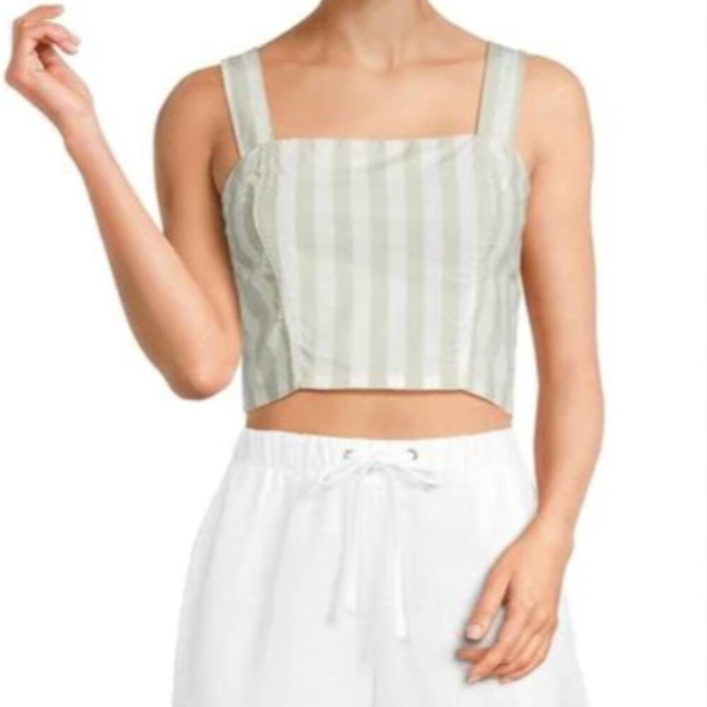 Brand New Women's KENSIE Striped Cropped Tank Top